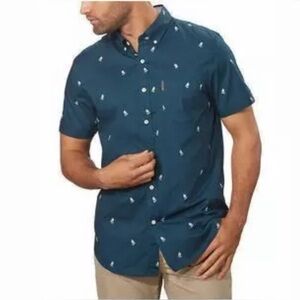 Ben Sherman Palm Tree, short sleeve, button up - blue/white